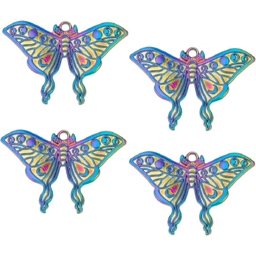 Gothic Butterfly Charms Rainbow Wings Moon Phase Crescent