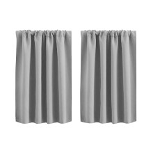 Grey Room Darkening Curtains Set of 2 30x24 in Rod Pocket