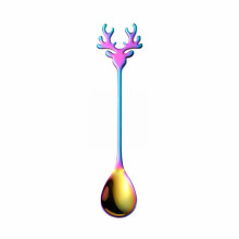 Rainbow Rose Christmas Dessert Spoons Stainless Steel
