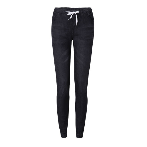 Women's Lace-Up High-Waisted Elastic Washed Denim Pants 2