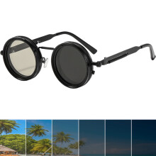 Sunglasses – Retro ND Filter Adjustable Tint (1-9 Gears) | Unisex Vintage Shades with Built-in Light Control,For Men & Women