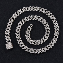 Link Chain Mens Iced Out Miami Cuban Necklace Silver/Gold Bling Diamond Hip Hop Jewelry for Men