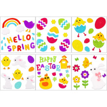 Easter gel clings egg bunny chick window stickers 6 pcs