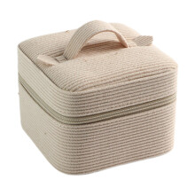 Corduroy Jewelry Box Organizer with Zipper White