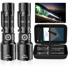 Rechargeable High-Lumen LED Tactical Flashlight, 6 Modes, Memory Function, Waterproof Pocket Light for Camping/Emergency—Compatible with USB-C