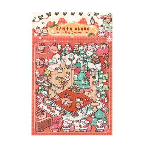 Christmas Eve Decorative Sticker 3D Scene 10pcs