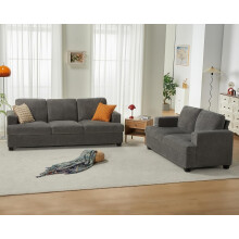 VANACC Sofa Set 2-Piece Deep Seat Modern Grey Chenille