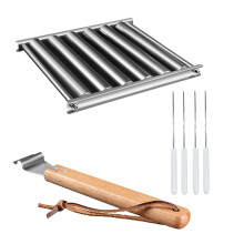 Hot Dog Roller Rack Stainless Steel 4-Skewer Sausage Griller