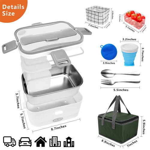 Elektrische Lunchbox mit Heizfunktion, Edelstahl, wärmedicht 1