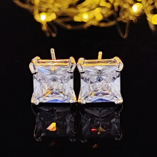 Men's Stud Earrings 18K White Gold Plated Cubic Zirconia Set