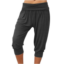 Women's Dark Gray Harem Capri Pants High Waisted Size M