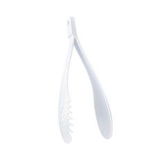 Multi-Functional Slotted Kitchen Tongs for Bread, Snacks, BBQ – Large Teeth, Sturdy Noodle Tongs, 1PC White, 10.43x2.17"