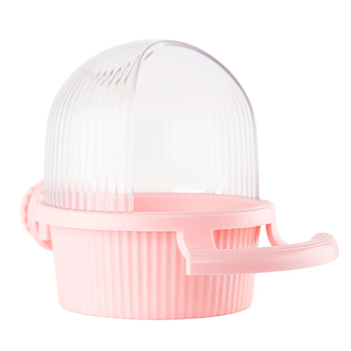 Antisplash parakeet feeder with half-open covers