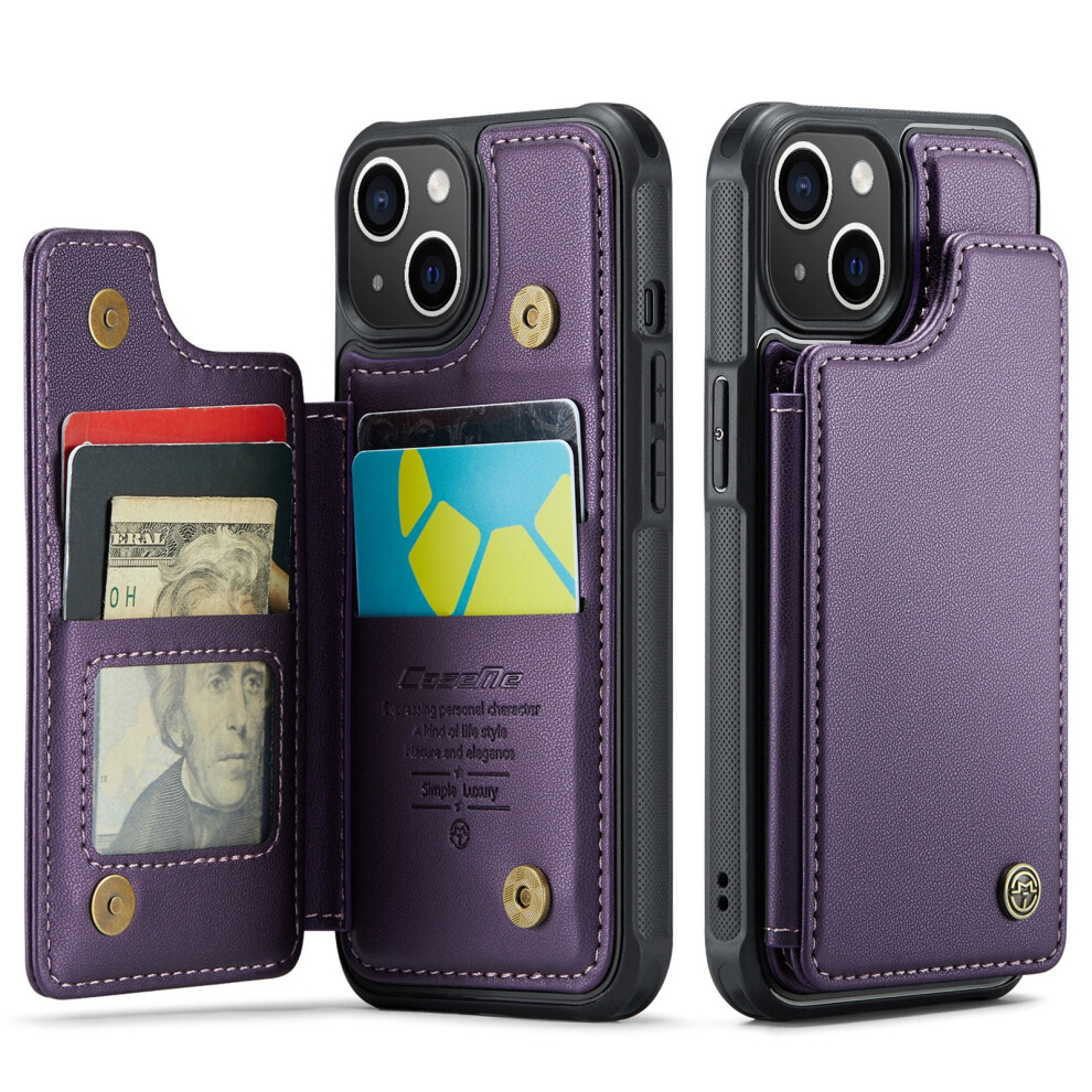 Iphone 15 Leather Wallet Case With Card Holder And Rfid 962029135517