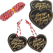 Heart-Shaped Paper Gift Tags with Hanging Strap 100 pcs