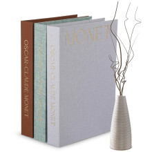 Decorative Linen Books Set Green Brown Gray 3 Pcs