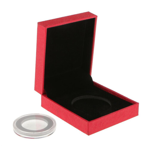 Coin Display Box for 38mm Round Coins Red