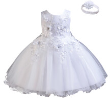 Girls' sleeveless tulle princess gown white size 60