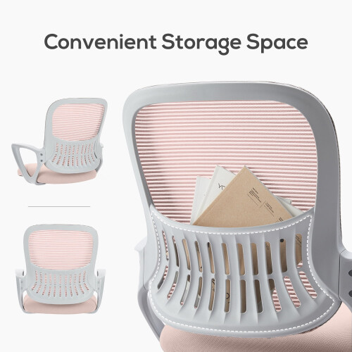 Ergonomic Desk Chair with Lumbar Support 250 lbs Pink 1