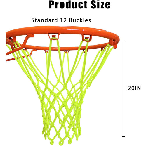 Glow Basketball Net Nylon Light-Up 12-Loop Heavy-Duty 1