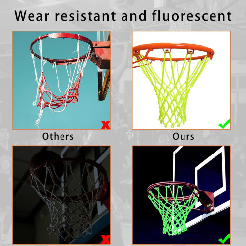 Glow Basketball Net Nylon Light-Up 12-Loop Heavy-Duty 2