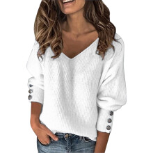 Women's V-neck long sleeve knit sweater, lightweight