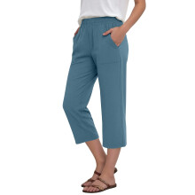 Women's Capris Pants Blue Elastic Waist 2XL