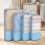 Set di 4 cubi per la compressione dei bagagli da viaggio, colore azzurro cielo. 6