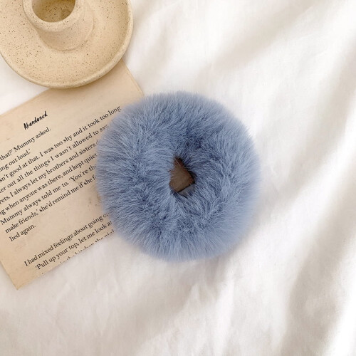 Scrunchies Faux Rabbit Fur 6 Pcs