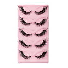 5 Pairs False Eyelashes Fox Eye, Natural Look Fluffy Wispy Cat Eye Fake Lashes Faux Mink Strip Lashes