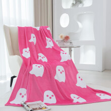 Halloween Blanket Pink Fuzzy Plush Fleece 50x60 in