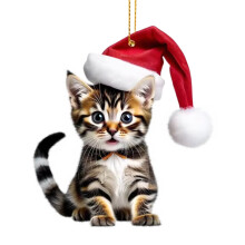 Grey Tabby Cat Christmas Ornament 1 Pack