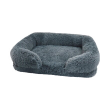 Calming Donut Dog Bed Faux Fur Medium Dark Gray
