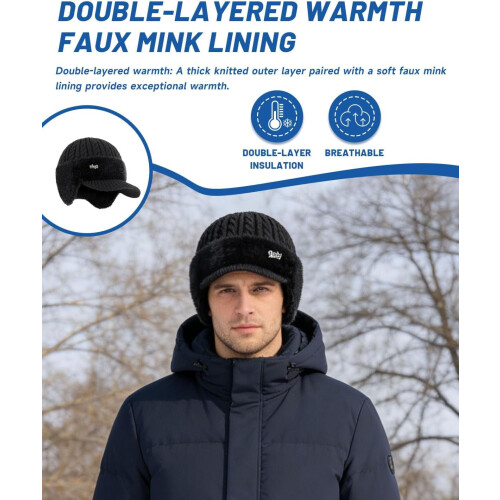 Cappello da trapper Coldshield con tesa in lana e paraorecchie, taglia unica. 2