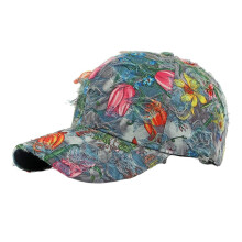 Ethnic Style Personalized Print Hat Women's Hard Top Baseball Cap Outdoor Sun Protection Sun Hat Flower Vintage Duckbill Cap