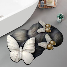 Diatomite Bath Mat 3D Effect Quick-Dry Absorbent Non-Slip Floor Mat, Style A Bathroom Accessories