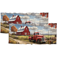 Farmhouse Truck Kitchen Window Valance Antique Red 54x18 in