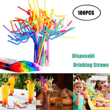 Flexible Plastic Straws 12.8 inch 100 pcs