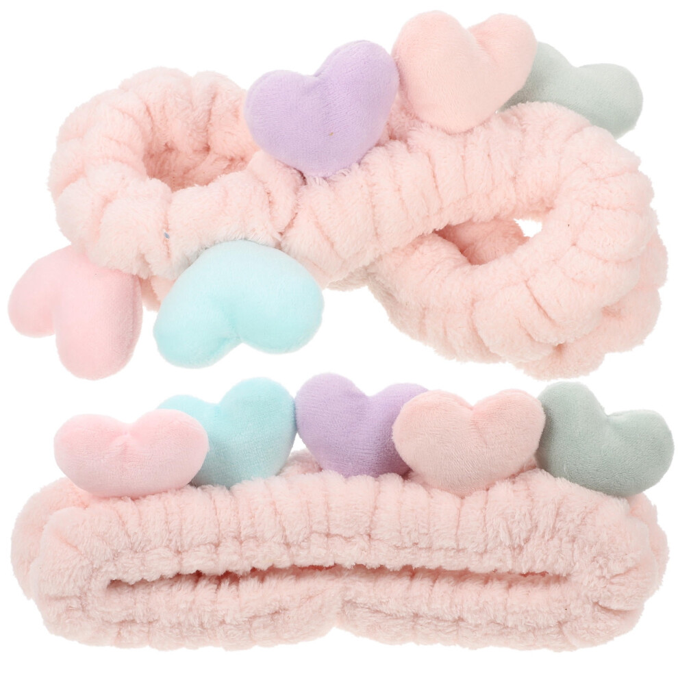 Pink Heart Headband for Women 2 pcs