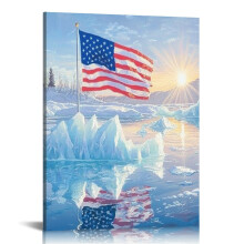 American Flag Glacier Canvas Wall Art 16x20in