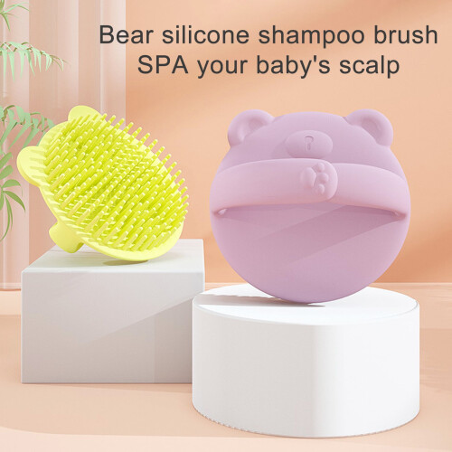 Baby Bath Brush Set Soft Silicone Bear Handle 2-Pack