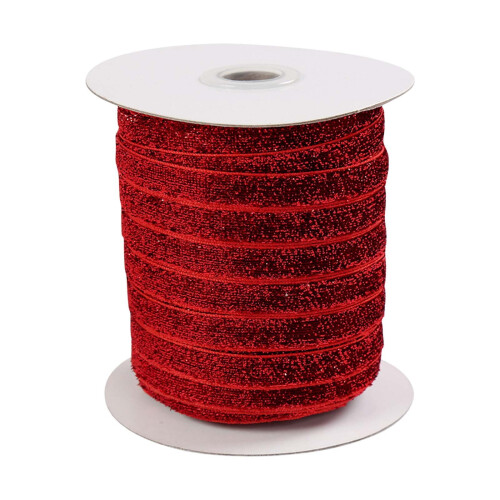 Red Ribbon with Glitter Sparkle 25m