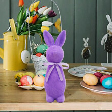 Easter Bunny Statue with Bow – Solar Garden Light, Waterproof, Dusk-to-Dawn, Resin Yard Ornament, Compatible with Easter Decor