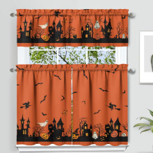 Halloween Kitchen Curtains Set of 3 Orange Pumpkin Ghost