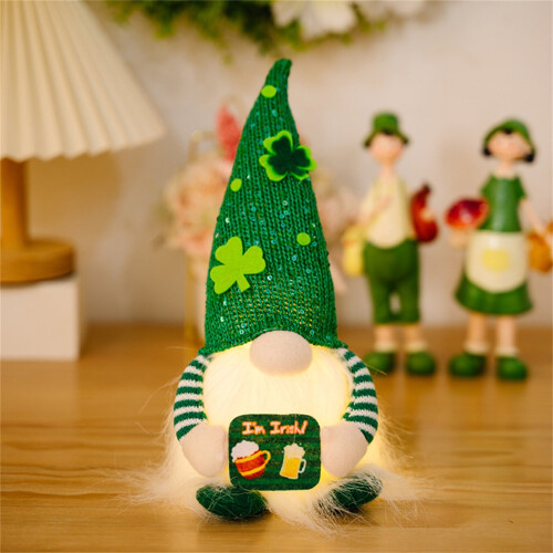 St. Patrick's Day Gnome Plush Ornament Green Felt with
