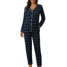 Women's Plaid Two-Piece Long Sleeve Pajama Set