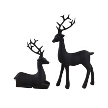 Buodes Clearance Ornaments 2pcs Resin Reindeer Sculpture, Deer Statue, Reindeer Ornament For Home Office Desk Decor, Black