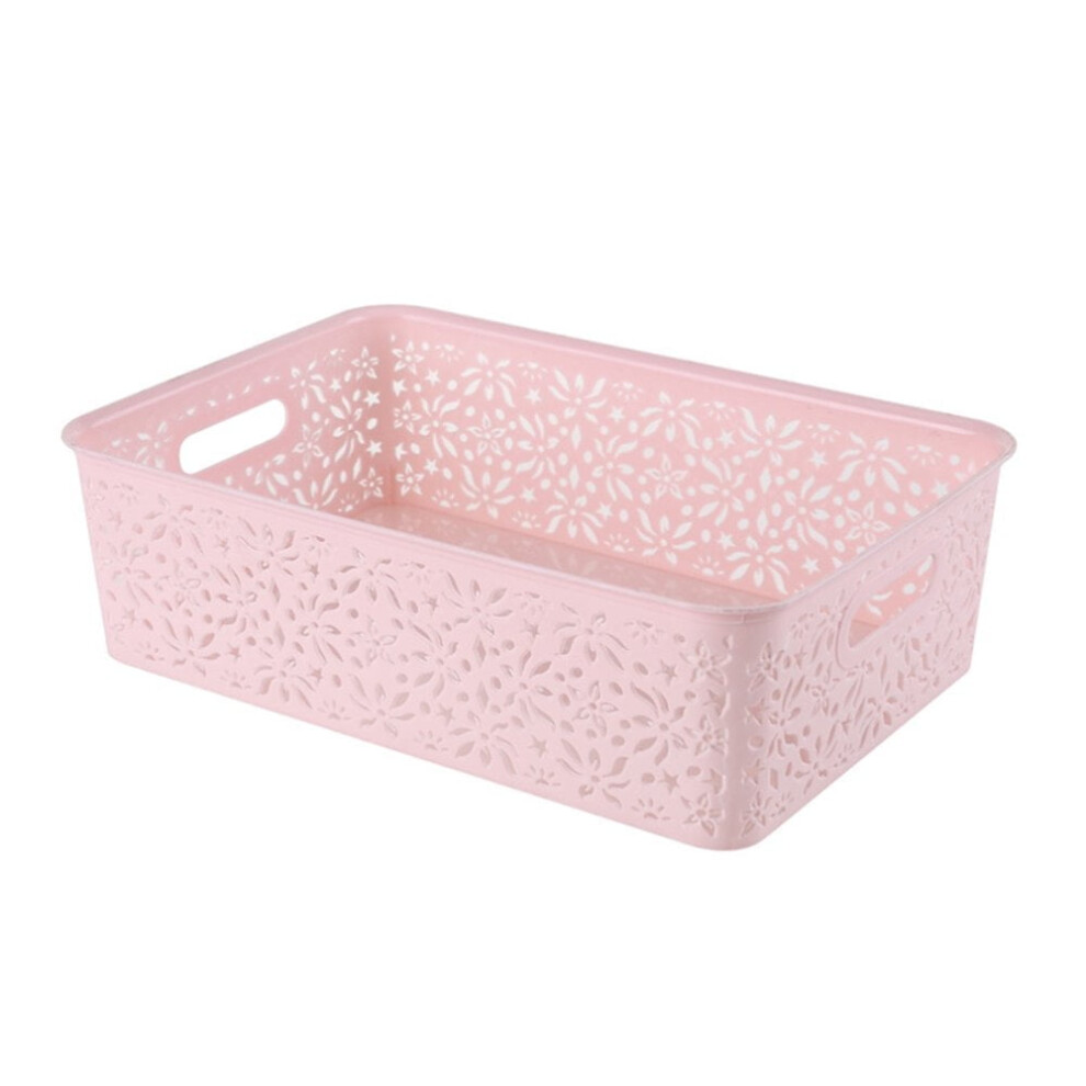 Stackable Plastic Storage Box Pink Large