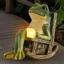 Miniature Frog Garden Statue, Solar Frog Fairy Light Decor, Art Garden Frog Gift for Patio, Yard, Lawn Ornament