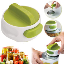 Handheld Can Opener Green Food-Safe Push-Button